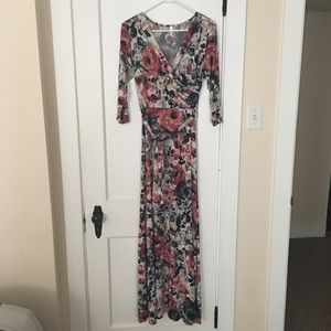 Pink Blush Maternity Floral Wrap Maxi Dress